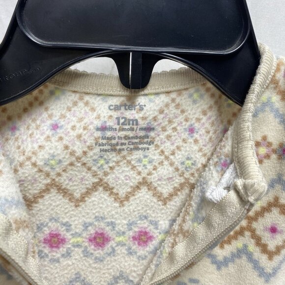 CARTER'S Long Sleeve Bodysuit Sleep And Play Girls12 Month Cream Full Zip/Snap - Picture 10 of 16